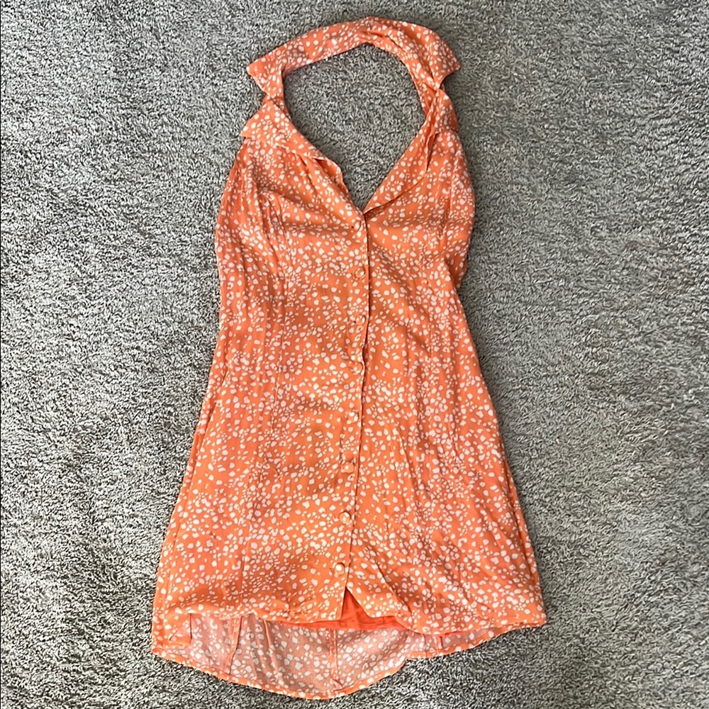 Zara Orange Halter Dress